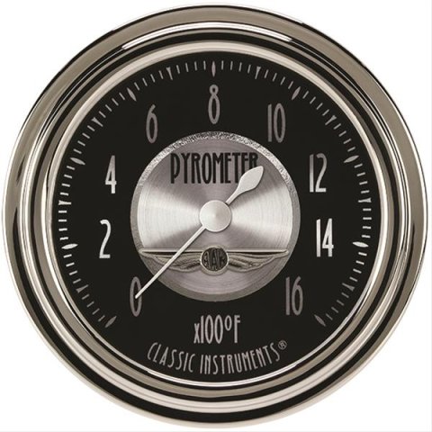 Classic Instruments All-American Tradition Series Gauges AT398SLC Gauge, Analog, Series, EGT, 0-1600 Degrees F, 2 5/8 in. Diameter, Black Face, Full Sweep, Each