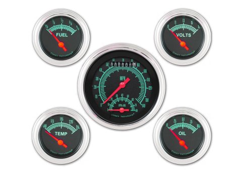 Classic Instruments G-Stock Series Gauge Sets GS35SLF Gauges, G-Stock, Speedometer, Tach, Water Temp., Oil Pressure, Fuel Level, Black Face, Analog, Set of 5