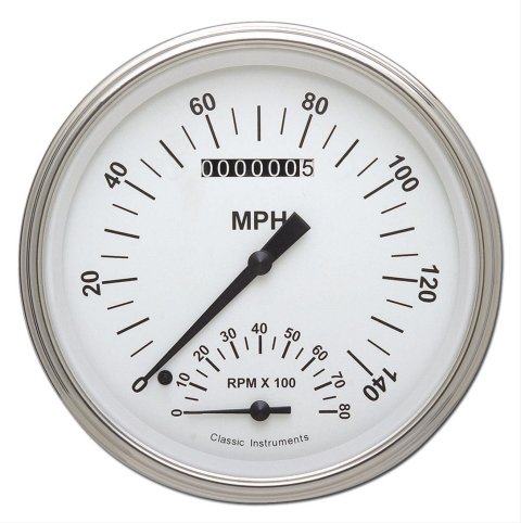 Classic Instruments White Hot Series Gauge Sets WH50SLC Gauge, Series, Speedometer, Tachometer, Face, Analog, Each