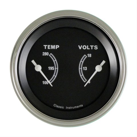 Classic Instruments Traditional Series Gauge Sets TR74SLF Set, Series, Analog, Electronic, White Face, Black Pointer, Polished Bezel, Flat Lens, Kit