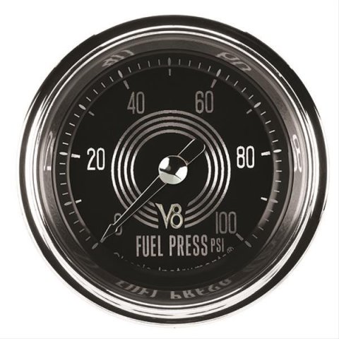 Classic Instruments V8 Speedster Series Gauges V8SR146SHC Fuel Pressure Gauge, SPEEDSTER 2" FUEL PRES 100psi ELEC FULL SWEEP