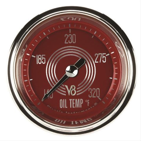 Classic Instruments V8 Red Steelie Series Gauges V8RS128SHC Oil temperature gauge, RED STEELIE 2" OIL TEMP FULL SWEEP