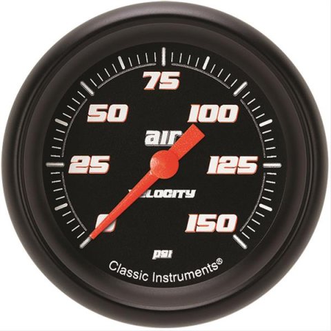 Classic Instruments Velocity Series Gauges VS318BBPF Gauge, Black Series, Air Pressure, 0-150 PSI, 2 5/8 in., Performance Bezel, Analog, Electrical, Each