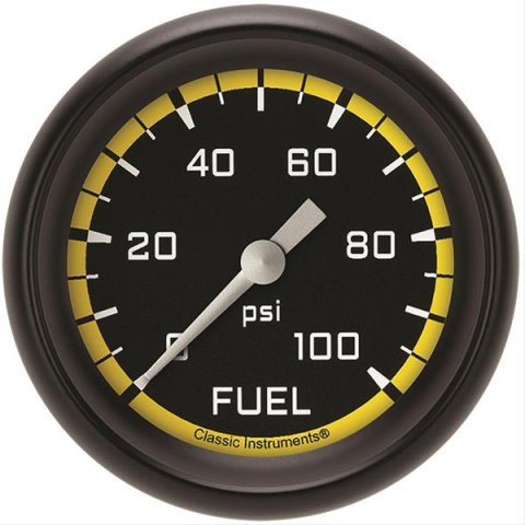 Classic Instruments Auto Cross Yellow Series Gauges AX346YBPF Gauge, Series, Fuel Pressure, 0-100 psi, 2 5/8 in., Performance Bezel, Analog, Electrical, Each