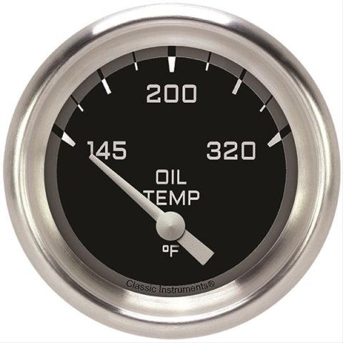 Classic Instruments Auto Cross Gray Series Gauges AX228GAPF Gauge, Series, Oil Temperature, 145-320 Degree F, 2 5/8 in., Performance Bezel, Analog, Electrical, Each