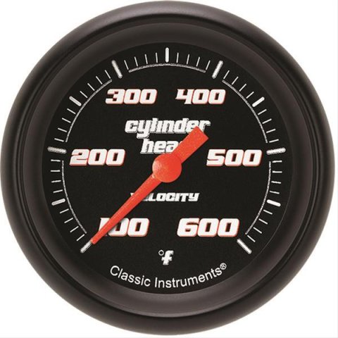 Classic Instruments Velocity Series Gauges VS397BBPF Gauge, Black Series, Cylinder Head Temperature, 100-600 Degrees F, 2 5/8 in., Performance Bezel, Analog, Electrical, Each