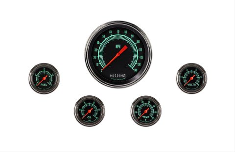 Classic Instruments G-Stock Series Gauge Sets GS154SLF Gauges, Series, Speedometer, Fuel Level, Oil Pressure, Water Temperature, Volt, Black Face, Analog, Set of 5