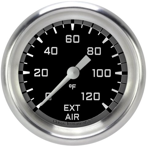 Classic Instruments Auto Cross Gray Series Gauges AX399GAPF Gauges, Series, Air Temperature, 0-120 degrees F, Analog, Electrical, 2 5/8 in., Black Face, White Numbers, 1/8 in. NPT Thread, Each