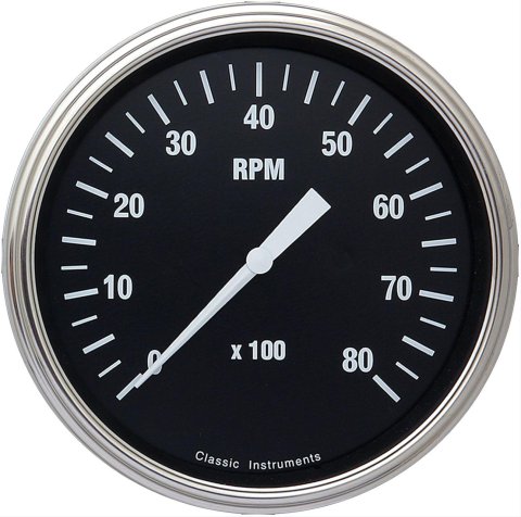 Classic Instruments Hot Rod Series Tachometers HR71SLF Gauge, Series, Tachometer, 0-8,000 rpm, 5 in., Black Face, Analog, Electrical, Each