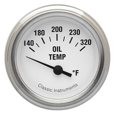 Classic Instruments White Hot Series Gauges WH28SLF Gauge, Series, Oil Temperature, 140-320 degrees F, 2 1/8 in., Face, Analog, Electrical, Each