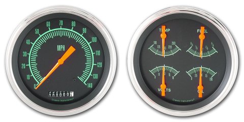Classic Instruments 1947-53 Chevy Pickup Package Gauge Sets CT47GS52 Gauges, G-Stock, Electronic, Water Temperature, Volt, Oil Pressure, Fuel Level, Speedometer, Chevy, Kit