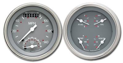 Classic Instruments SG Series Gauge Sets SG32SLC Gauges, SG, Speedometer, Tach, Water Temperature, Fuel Level, 3 3/8 in., Gray Face, Analog, Electronic, Set