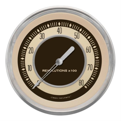 Classic Instruments Nostalgia VT Series Tachometers NT71SLC Gauge, VT, Tachometer, 0-8,000 rpm, 5 in., Beige Face, Analog, Electrical, Each