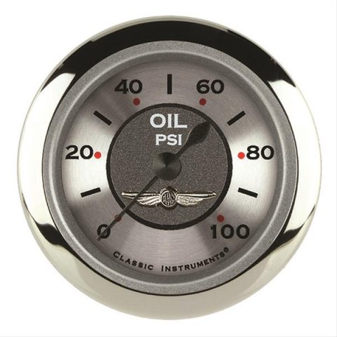 Classic Instruments All-American Series Gauges AW181SRC Oil Pressure Gauge, ALL AMER 2" OIL PRES 100psi FULL SWEEP