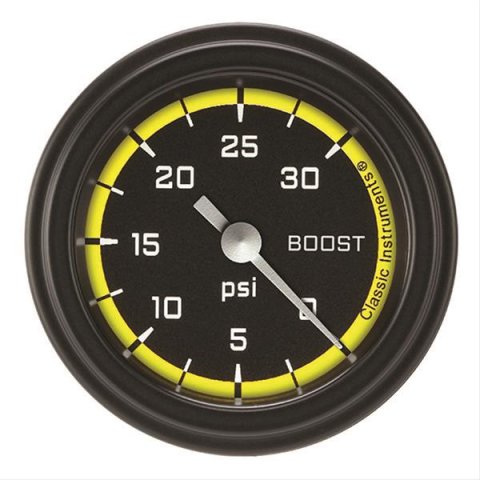 Classic Instruments Auto Cross Yellow Series Gauges AX142YBLF Boost Gauge, AUT CRS YLW 2" BOOST, 30psi ELECTR, FULL SWEEP
