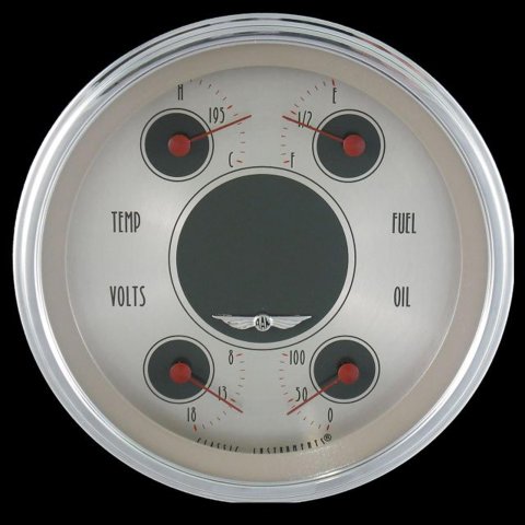 Classic Instruments All-American Nickel Series Gauges AN31SLC Gauge Kits, Series, Analog, Fuel Level, Oil Pressure, Voltmeter, Water Temperature, 4 5/8 in., Face, Brown Numbers, Each