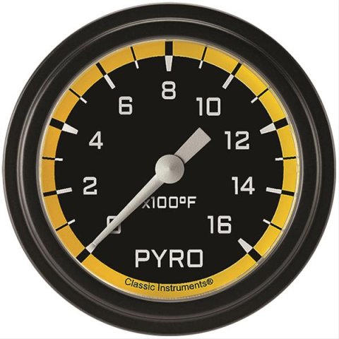 Classic Instruments Auto Cross Yellow Series Gauges AX398YBLF Gauge, Series, Pyrometer, 0-1,600 Degree F, 2 5/8 in., Low Step Bezel, Analog, Electrical, Each