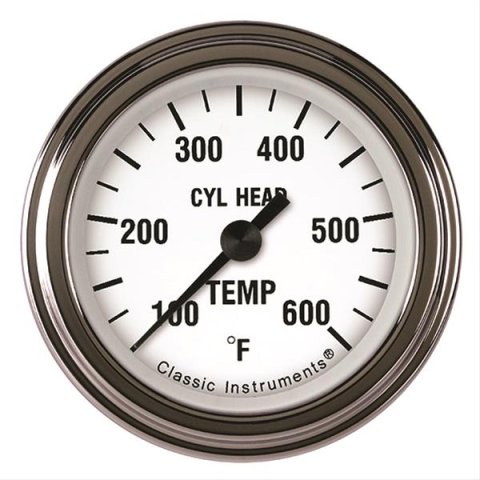 Classic Instruments White Hot Series Gauges WH197SLF Gauge, Series, Cylinder Head Temperature, 100-600 Degrees F, 2 1/8 in., Analog, Electrical, Each