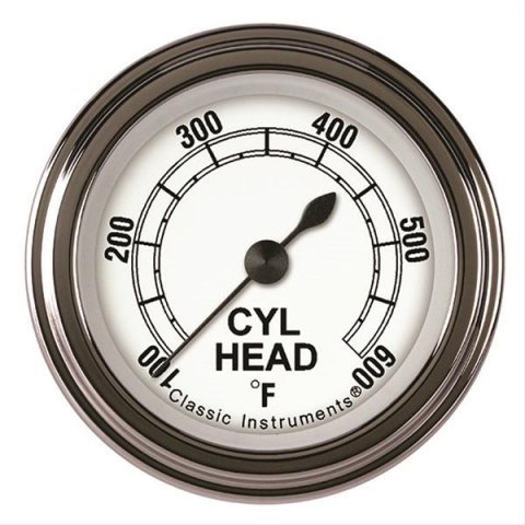 Classic Instruments White Series Gauges CW197SLF Gauge, Analog, Series, Cylinder Head Temp, 100-600 Degrees F, 2 1/8 in. Diameter, Face, Full Sweep, Each