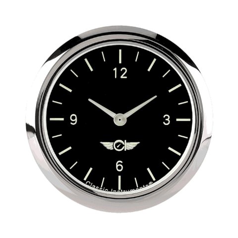 Classic Instruments Series Gauges CL92SRC Gauge, Analog, Series, Clock, 12 Hour, 2 5/8 in. Diameter, Black Face, Full Sweep, Each