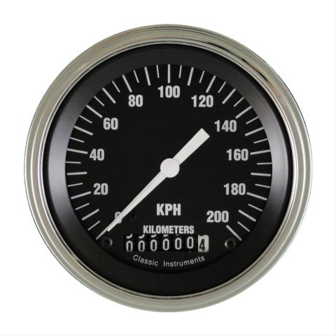 Classic Instruments Hot Rod Series Speedometers HR59SLF Speedometer, Series, 0-200 kph, 3 3/8 in. Diameter, Analog, Electrical, Flat Face, Each
