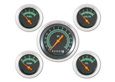 Classic Instruments G-Stock Series Gauge Sets GS00SLC Gauges, Series, Speedometer, Oil Pressure, Water Temperature, Fuel Level, Black Face, Analog, Kit