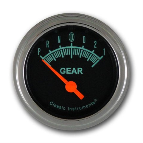 Classic Instruments Gear Selector Gauges GS06SLF Gauge, Selector, Round, Dash Mount, 2 1/8 in., Black Face, Polished Bezel, Overdrive, Each
