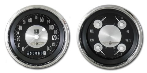 Classic Instruments All-American Tradition Series Gauge Sets AT02SHC Gauges, Analog, All-American, Speedometer, Tachometer, Fuel Level, Water Temperature, Oil Pressure, Voltmeter