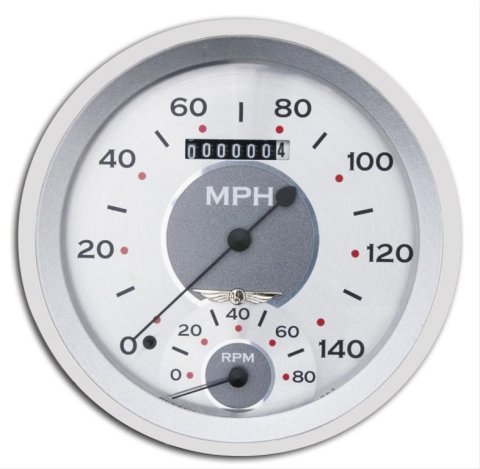 Classic Instruments All-American Series Gauge Sets AW50SRC Speedometer, Tachometer, Combo Gauge, Analog, 5 in. Diameter, Silver Face, Polished Bezel, Each