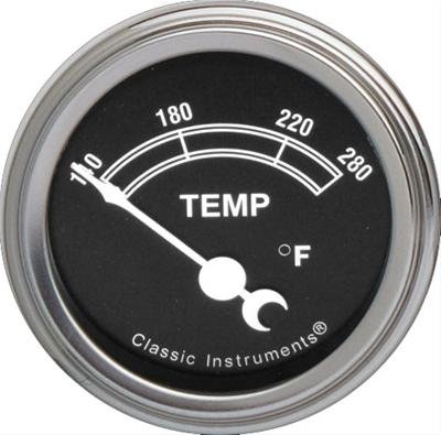 Classic Instruments Traditional Series Gauges TR26SLF Gauge, Series, Analog, Water Temperature, 140-280 degrees F, 2 1/8 in., Black Face, Electrical