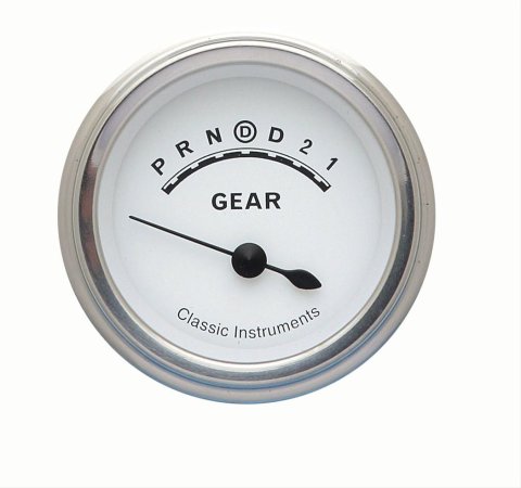 Classic Instruments Gear Selector Gauges CW06SLC Gauge, Selector, Round, Dash Mount, 2 1/8 in., White Face, Polished Bezel, Overdrive, Each