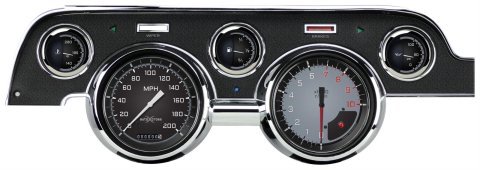 Classic Instruments 1967-68 Mustang Package Gauge Sets MU67AXG Gauges, Autocross, Panel, Speedometer, Tach, Water Temperature, Fuel Level, Gray Face, Analog, Ford, Kit