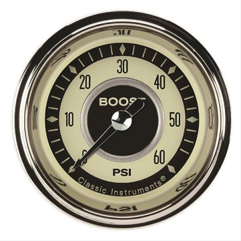 Classic Instruments Nostalgia VT Series Gauges NT143SHC Boost Gauge, NOSTALGIA 2" BOOST, 60psi ELECTRIC, FULL SWEEP