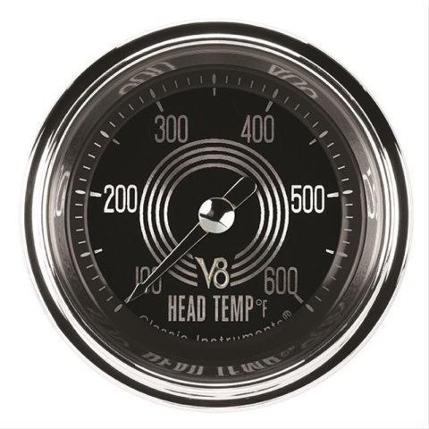 Classic Instruments V8 Red Steelie Series Gauges V8RS197SLC Gauge, Analog, Series, Cylinder Head Temp, 100-600 Degrees F, 2 1/8 in. Diameter, Face, Full Sweep, Each