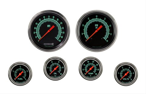 Classic Instruments G-Stock Series Gauge Sets GS351SLF Gauges, Series, Speedometer, Tachometer, Fuel Level, Oil Pressure, Water Temperature, Volt, Black Face, Analog, Set of 6