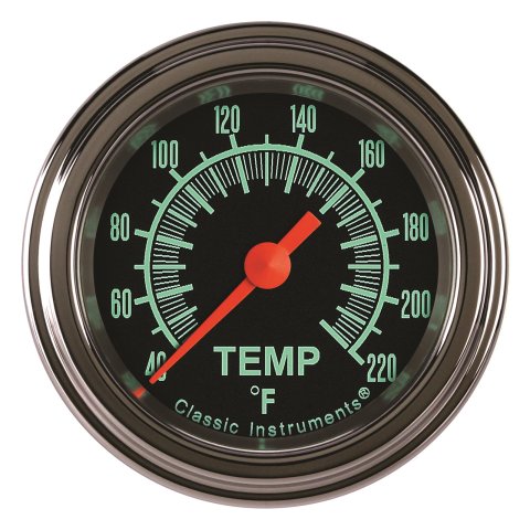 Classic Instruments G-Stock Series Gauges GS129SLF Gauge, G/Stock Stock Eliminator, Water Temp, 2 1/8 in., Black Face, Analog, Electrical, Each