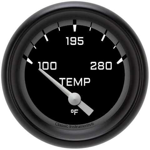 Classic Instruments Auto Cross Gray Series Gauges AX226GBPF-08 Gauges, Series, Water Temperature, 140-280 degrees F, Analog, Electrical, 2 5/8 in., Black Face, White Numbers, Each