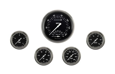 Classic Instruments Hot Rod Series Gauge Sets HR365SLF Set, Rod, 4 5/8 in. Speedometer Tachometer, 2 5/8 in. Fuel, Oil, Temp, Volts, Set of 6