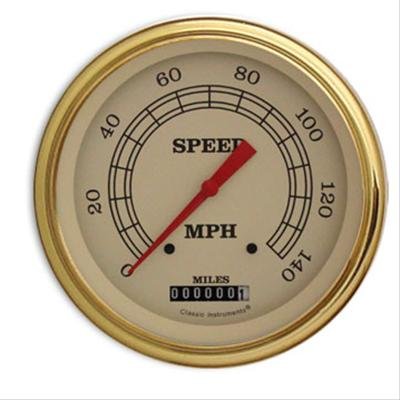 Classic Instruments Vintage Series Speedometers VT56GLC Speedometer, Series, 5 in. Diameter, 0-140 mph, Analog, Electrical, Curved Face, Each