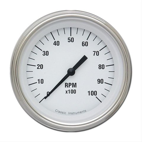 Classic Instruments White Hot Series Tachometers WH10SLC Gauge, Series, Tachometer, 0-10,000 rpm, 3 3/8 in., Face, Analog, Electrical, Each