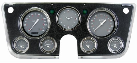 Classic Instruments 1967-72 Chevy Truck Package Gauge Sets CT67SG Gauges, SG Style, Speedometer, Tach, Water Temperature, Fuel Level, Voltmeter, Gray Face, Analog, Chevy, Set