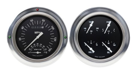 Classic Instruments 1954-55 Chevy Pickup Package Gauge Sets CT54HR62 Gauges, Hot Rod, Speedometer, Tach, Water Temperature, Fuel Level, Voltage, Black Face, Analog, Chevy, Kit