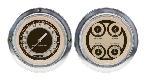 Classic Instruments 1954-55 Chevy Pickup Package Gauge Sets CT54NT52 Gauges, Nostalgia VT, Speedometer, Water Temperature, Fuel Level, Voltage, Beige Face, Analog, Chevy, Kit