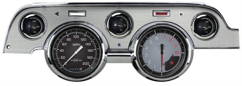 Classic Instruments 1967-68 Mustang Package Gauge Sets for 1967-1968 MUSTANG - MU67AXGBA Gauges, Autocross, Panel, Speedometer, Tach, Water Temperature, Fuel Level, Gray Face, Analog, Ford, Kit