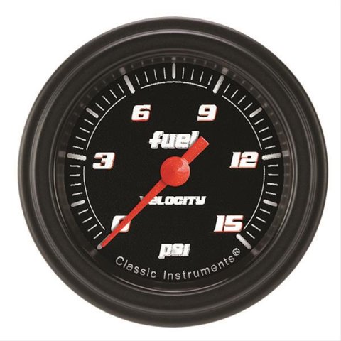 Classic Instruments Velocity Series Gauges VS145BBLF Fuel Pressure Gauge, VELOCITY BLK 2" FUEL PRS 15psi ELEC, FULL SWEEP