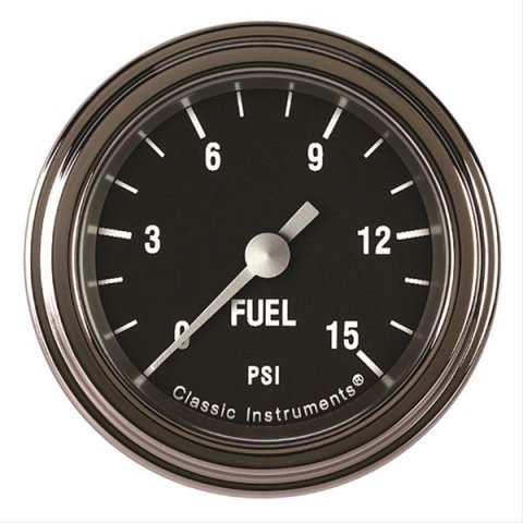 Classic Instruments Hot Rod Series Gauges HR145SLF Fuel Pressure Gauge, HOT ROD 2" FUEL PRS 15psi ELEC, FULL SWEEP