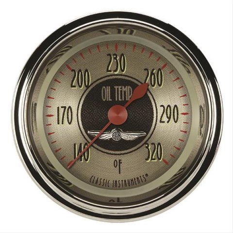 Classic Instruments All-American Nickel Series Gauges AN128SHC Oil temperature gauge, AMER NKL 2" OIL TEMP FULL SWEEP