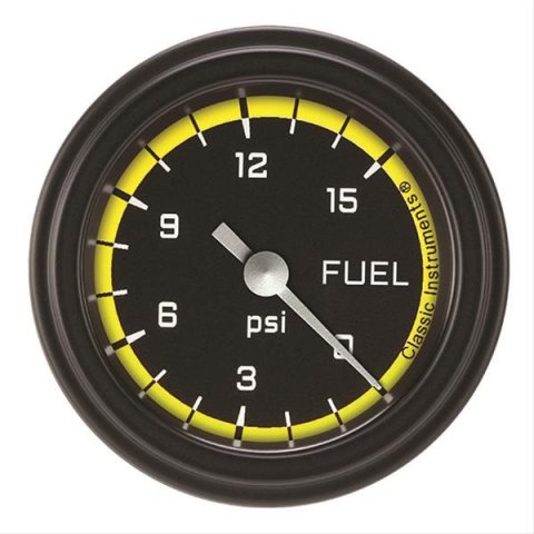Classic Instruments Auto Cross Yellow Series Gauges AX145YBLF Fuel Pressure Gauge, AUT CRS YLW 2" FUEL PRS 15psi ELEC, FULL SWEEP