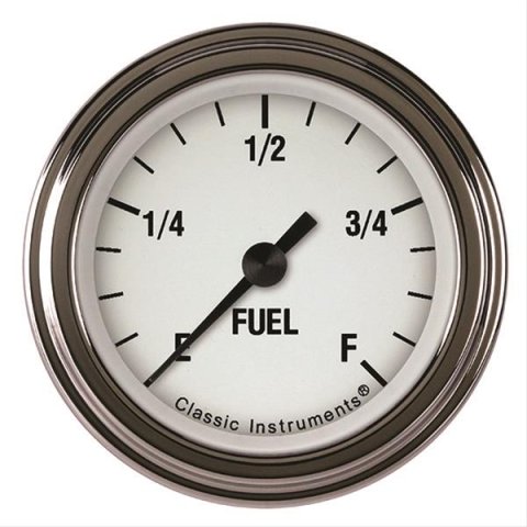 Classic Instruments White Hot Series Gauges WH109SLF Fuel Gauge, WHITE HOT 2" FUEL PROGRAMMABLE, FULL SWEEP
