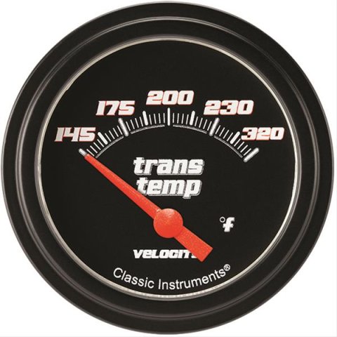 Classic Instruments Velocity Series Gauges VS227BBLF Gauge, Black Series, Transmission Temperature, 145-320 Degrees F, 2 5/8 in., Low Step Bezel, Analog, Electrical, Each